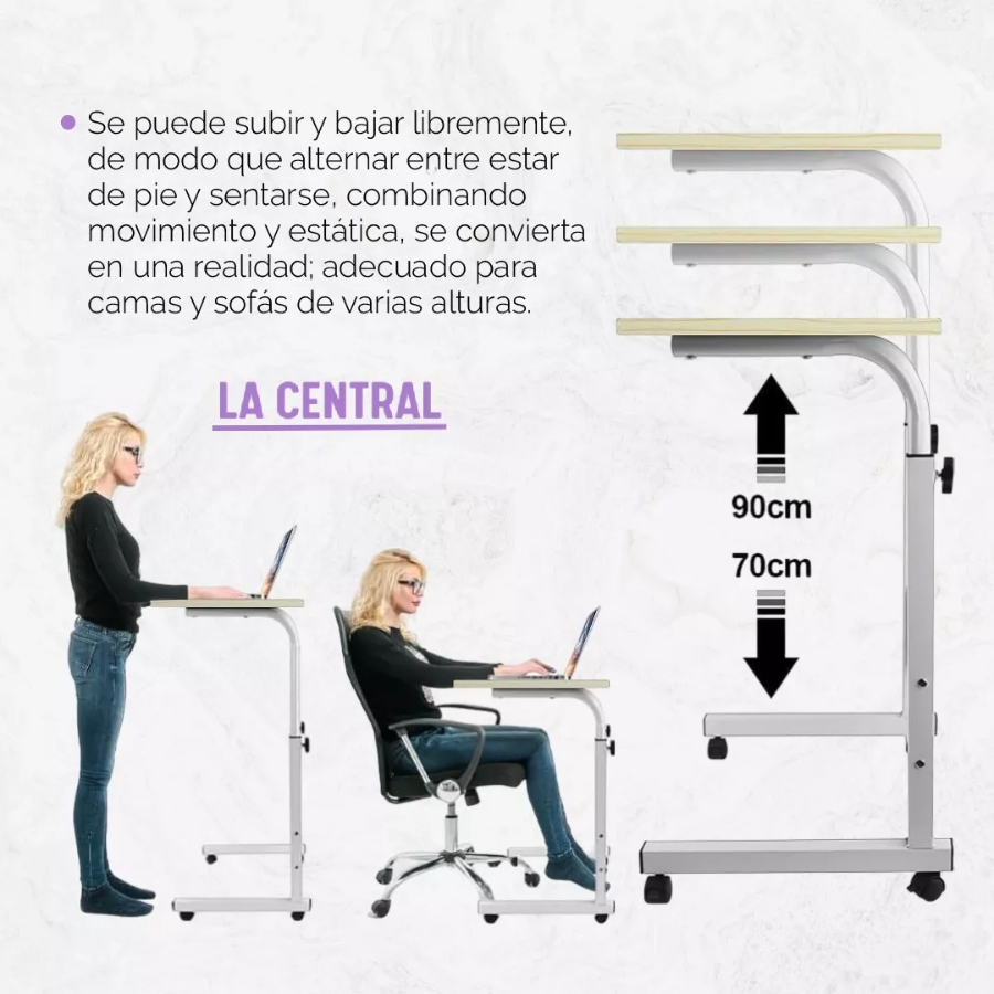 Miniatura 5 de Mesa Portátil Con Plegado Ajustab Madera